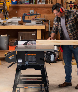 Person using sawstop table saw
